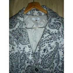 S4) prachtige katoen linnen creme blauw jas lynde mt 44 zgan