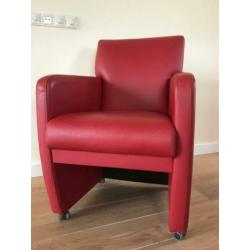Eetkamerstoelen leer rood, set van 6