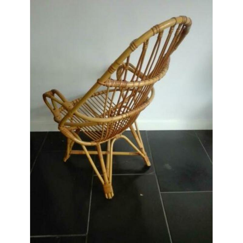 Vintage jaren 50 rotan stoe Rohé Noordwolde