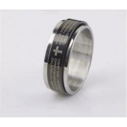 ring van staal met kruis en tekst maat 17 of 18 of 20 of 21
