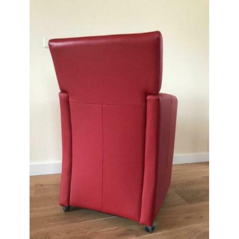 Eetkamerstoelen leer rood, set van 6