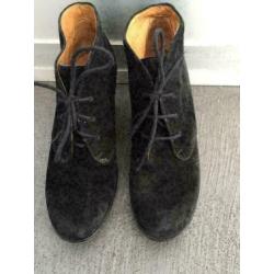 C146 Gabor: zwart suede-leren schoenen sleehak Maat 36