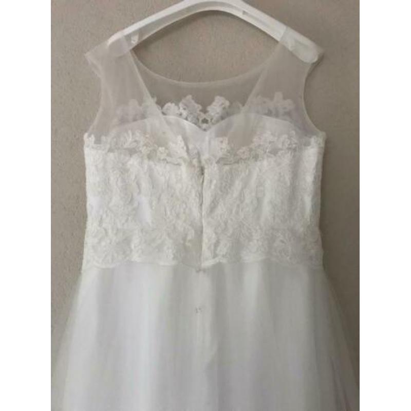 Nieuwe trouwjurk maat 42 44 kant tule rok zonder sleep