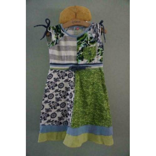 ZGAN Jilly Jurk Jurkje, Blauw, Groen, Wit, Mt. 116