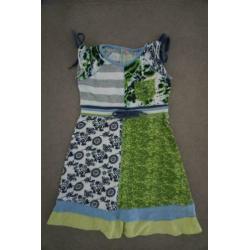 ZGAN Jilly Jurk Jurkje, Blauw, Groen, Wit, Mt. 116