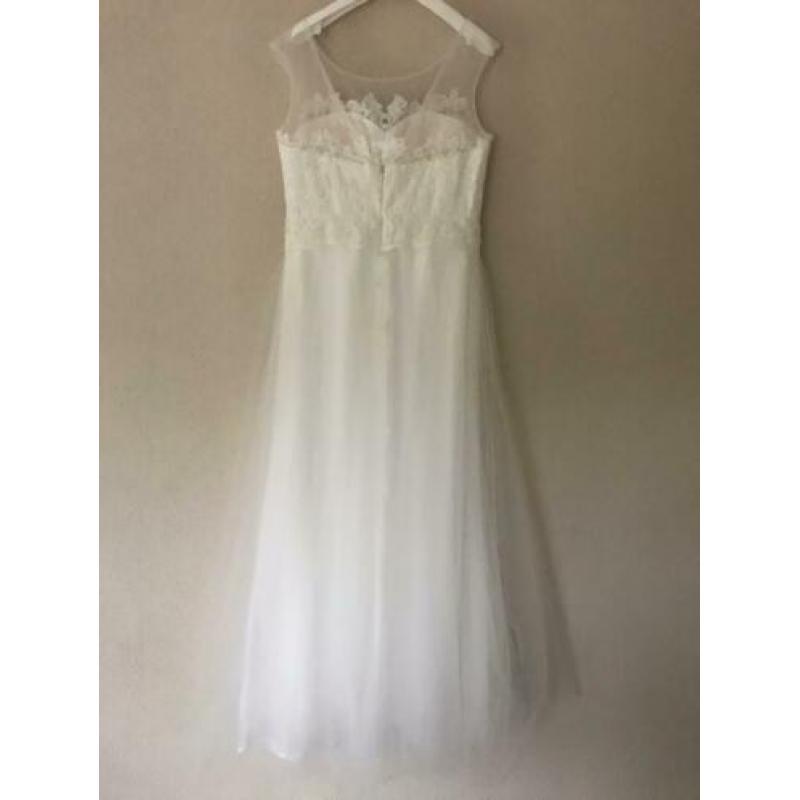 Nieuwe trouwjurk maat 42 44 kant tule rok zonder sleep