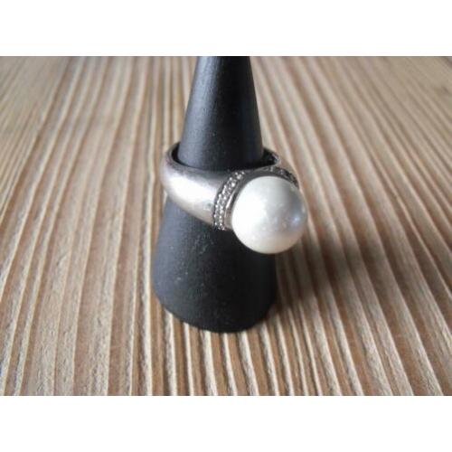 Ti Sento zilveren ring maat 57 met parel en zirkonia's