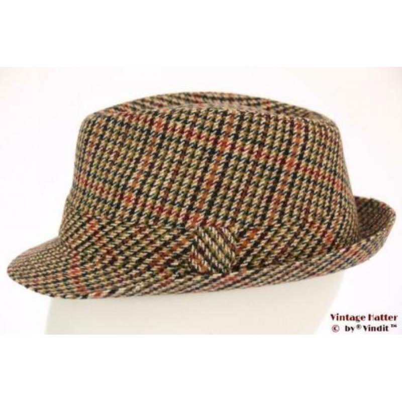 hoed Trilby Hawkins tweed-stijl rood bruin 57, 58, 59 en 60