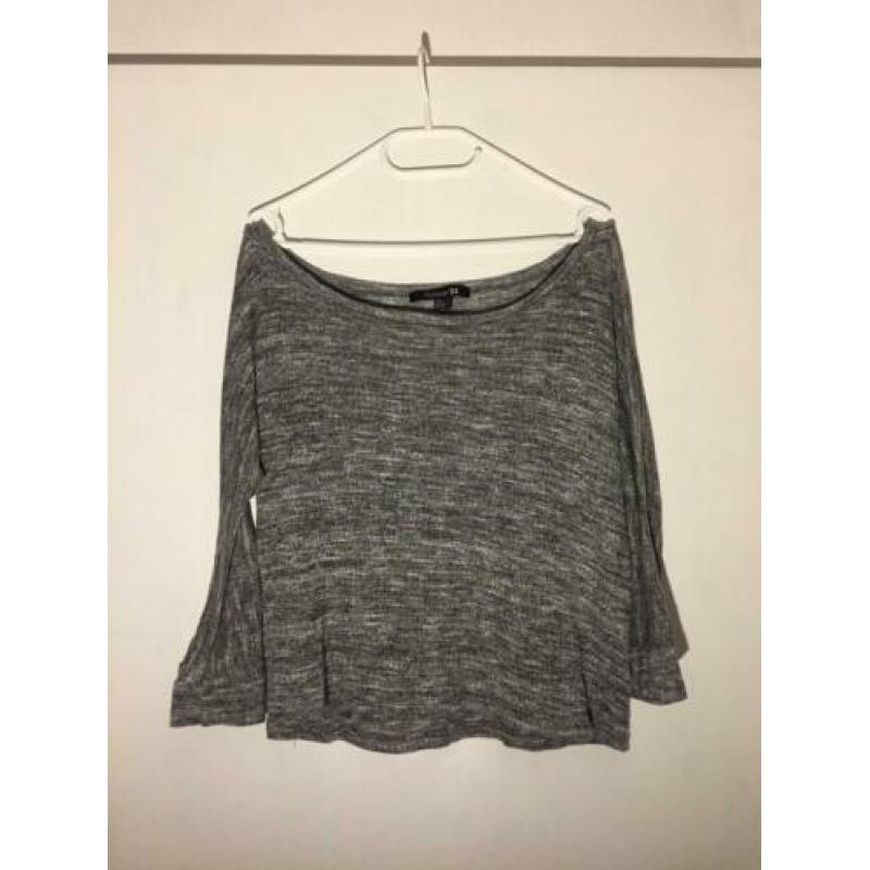 Off Shoulder Grijs Top Shirt Forever 21 Maat S/36