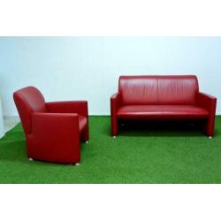 ??ZGAN!! rode leren Leolux Quantissimo bank + evt fauteuil