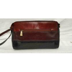 D320: CELLINI cowhide leather schoudertas bruin en zwart