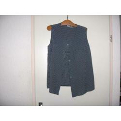 Luchtige mouwloze zwart off white blouse GINA BENOTI 40 zgan