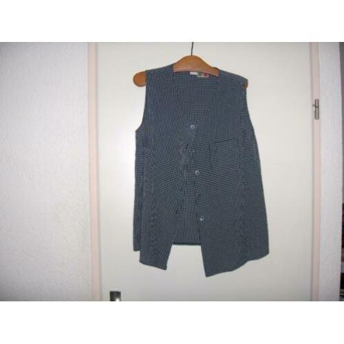 Luchtige mouwloze zwart off white blouse GINA BENOTI 40 zgan