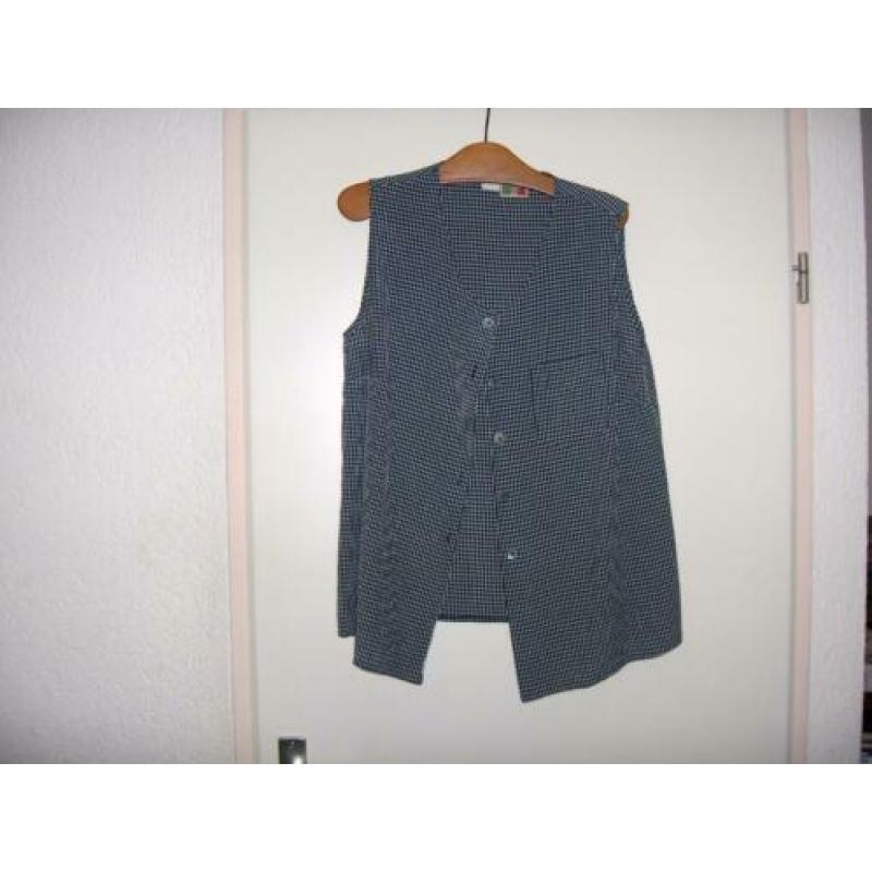 Luchtige mouwloze zwart off white blouse GINA BENOTI 40 zgan