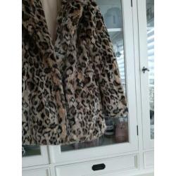 Fluffy bontjas faux fur jas mt M panter leopard 38/40