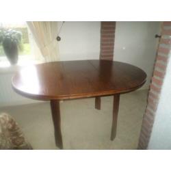 ronde eiken uitschuiftafel