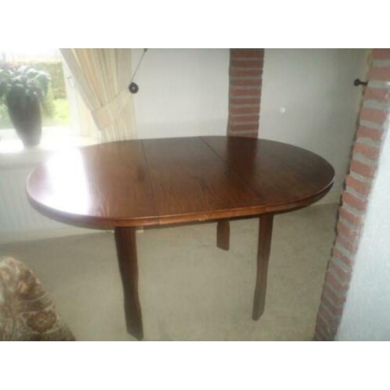 ronde eiken uitschuiftafel