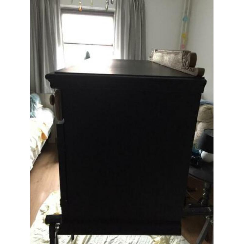 Dressoirtje/ commode/ kastje zwart met laatjes en n schap