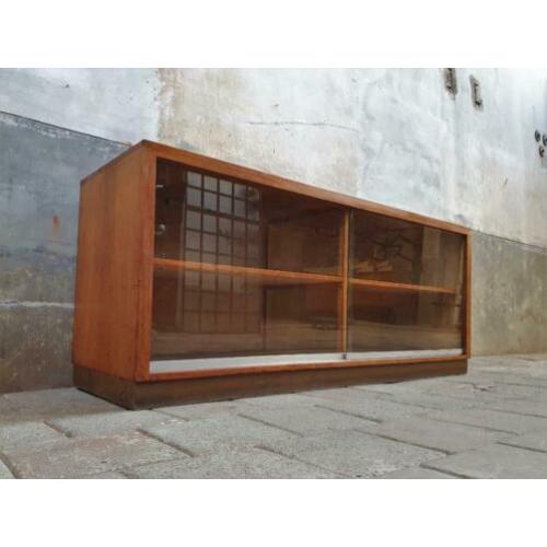 Houten Toonbank Jaren 50 | Vintage Vitrine Kast Antiek