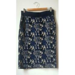 Summum kokerrok donkerblauw met zwart en wit maat 40/42
