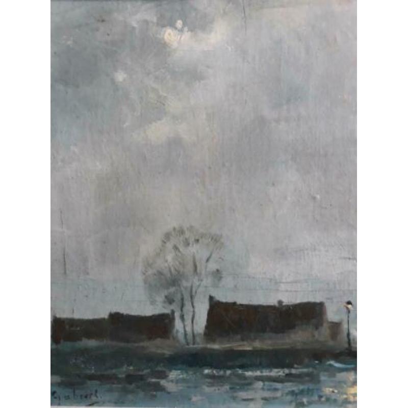 Paul J.C GABRIEL 18281903 Boerderij met lantaarn bij de plas