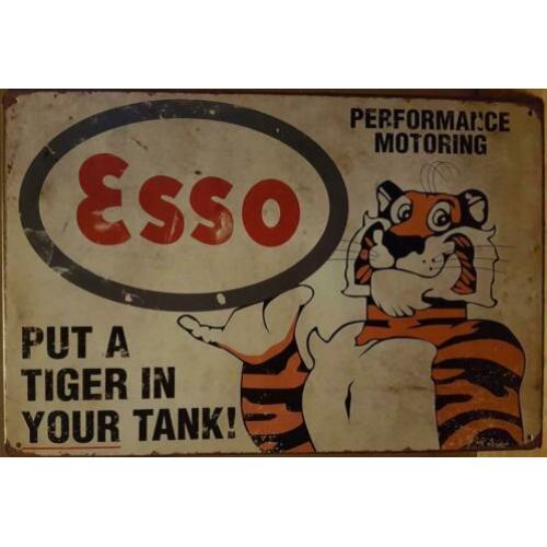 Esso put tiger in your tank reclamebord van metaal wandbord