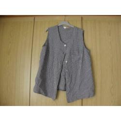 Luchtige mouwloze zwart off white blouse GINA BENOTI 40 zgan