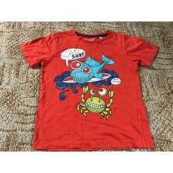 Rode t-shirt visjes korte mouw maat 116