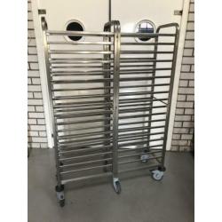 RVS Rieber dubbele regaalwagen 36 regalen gastronorm