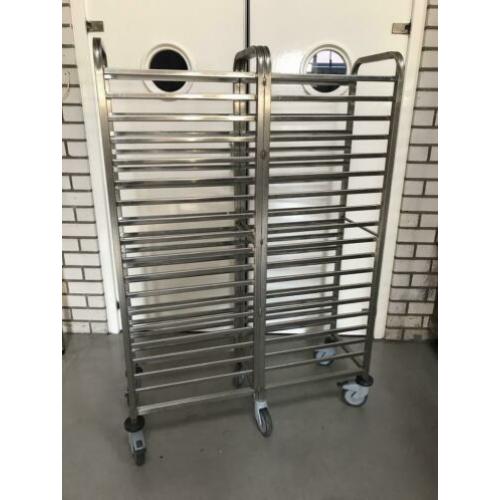 RVS Rieber dubbele regaalwagen 36 regalen gastronorm