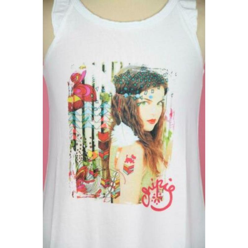 *NIEUW* Chipie tuniek jurk wit met Ibiza-stijl print mt 116