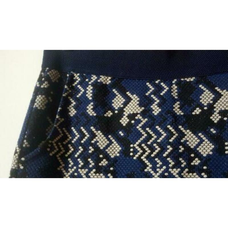 Summum kokerrok donkerblauw met zwart en wit maat 40/42