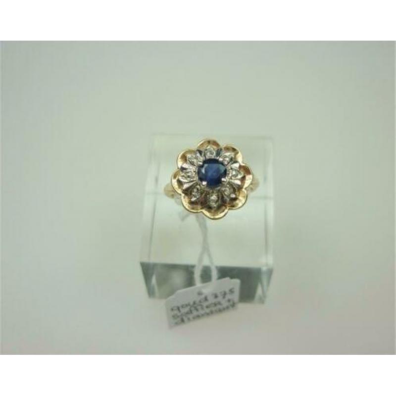 Ring goud saffier & diamanten / Z6258