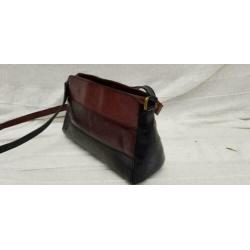 D320: CELLINI cowhide leather schoudertas bruin en zwart