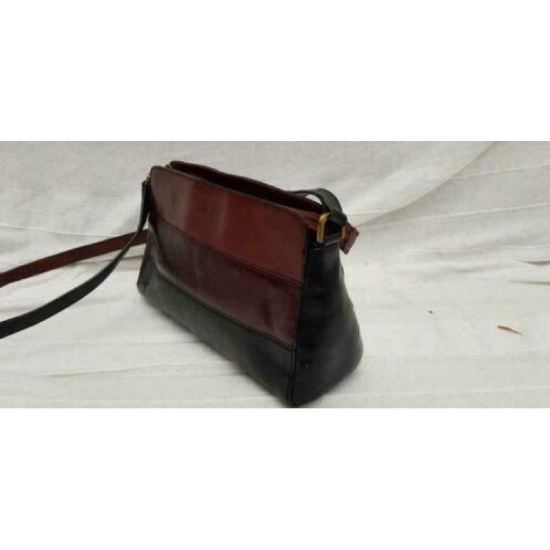 D320: CELLINI cowhide leather schoudertas bruin en zwart