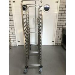 RVS Rieber dubbele regaalwagen 36 regalen gastronorm