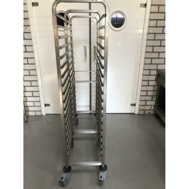RVS Rieber dubbele regaalwagen 36 regalen gastronorm