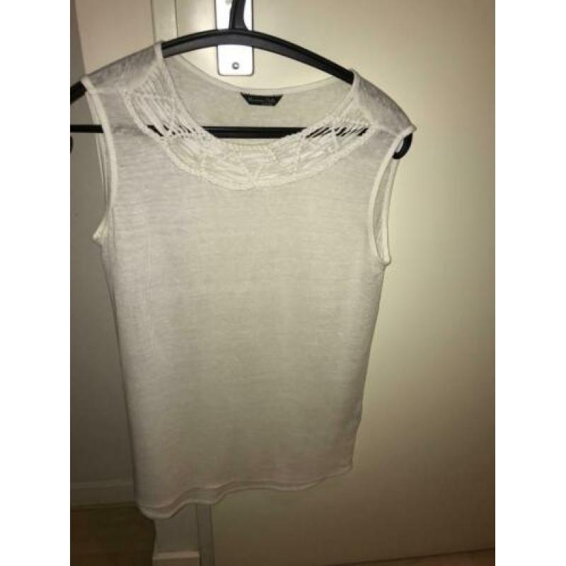Massimo Dutti - Witte linnen mouwloze top maat S