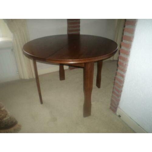ronde eiken uitschuiftafel