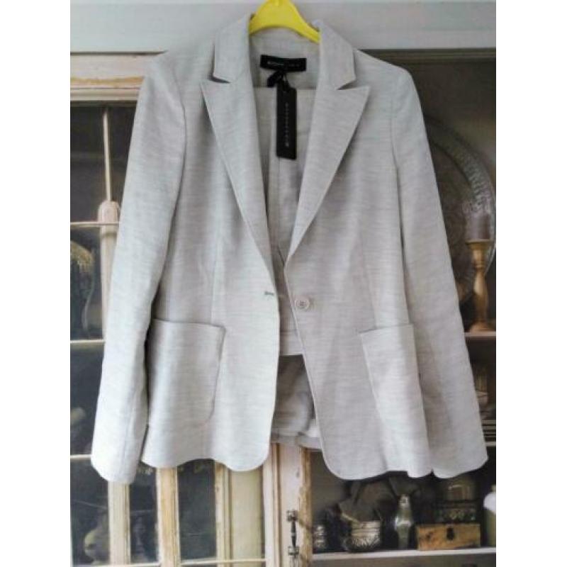 Expresso linnen zomer pak grijs blazer en broek