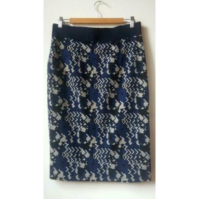 Summum kokerrok donkerblauw met zwart en wit maat 40/42