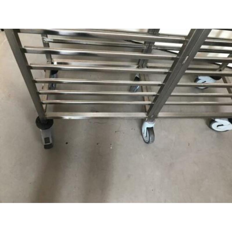 RVS Rieber dubbele regaalwagen 36 regalen gastronorm