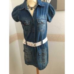 spijkerjurk dames met witte riem 40