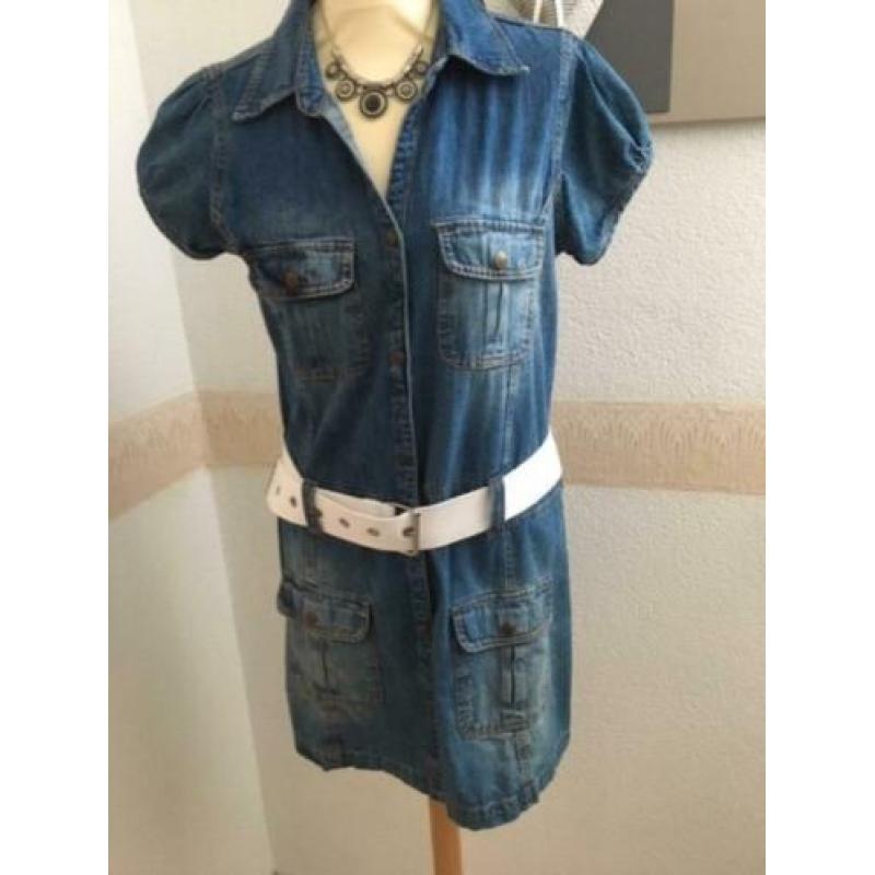 spijkerjurk dames met witte riem 40