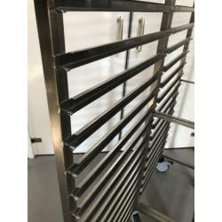 RVS Rieber dubbele regaalwagen 36 regalen gastronorm