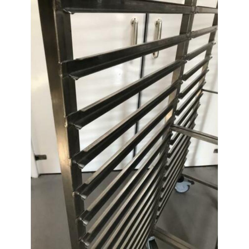 RVS Rieber dubbele regaalwagen 36 regalen gastronorm