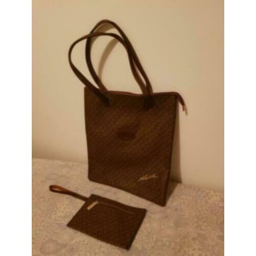 NIEUW MK tas bruin met goudkleur + klein tasje/portemonnee