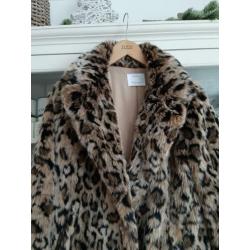 Fluffy bontjas faux fur jas mt M panter leopard 38/40