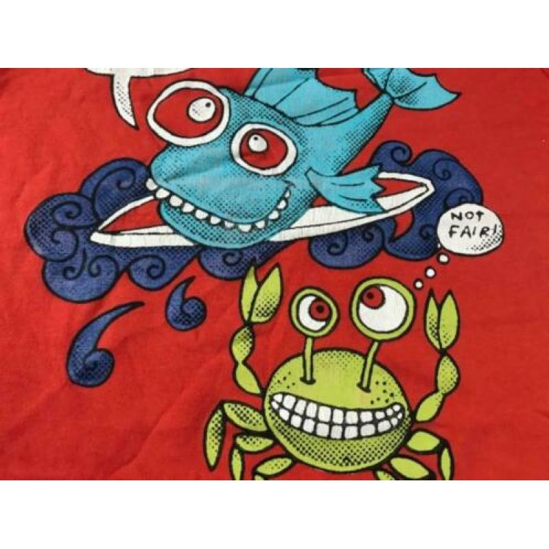 Rode t-shirt visjes korte mouw maat 116