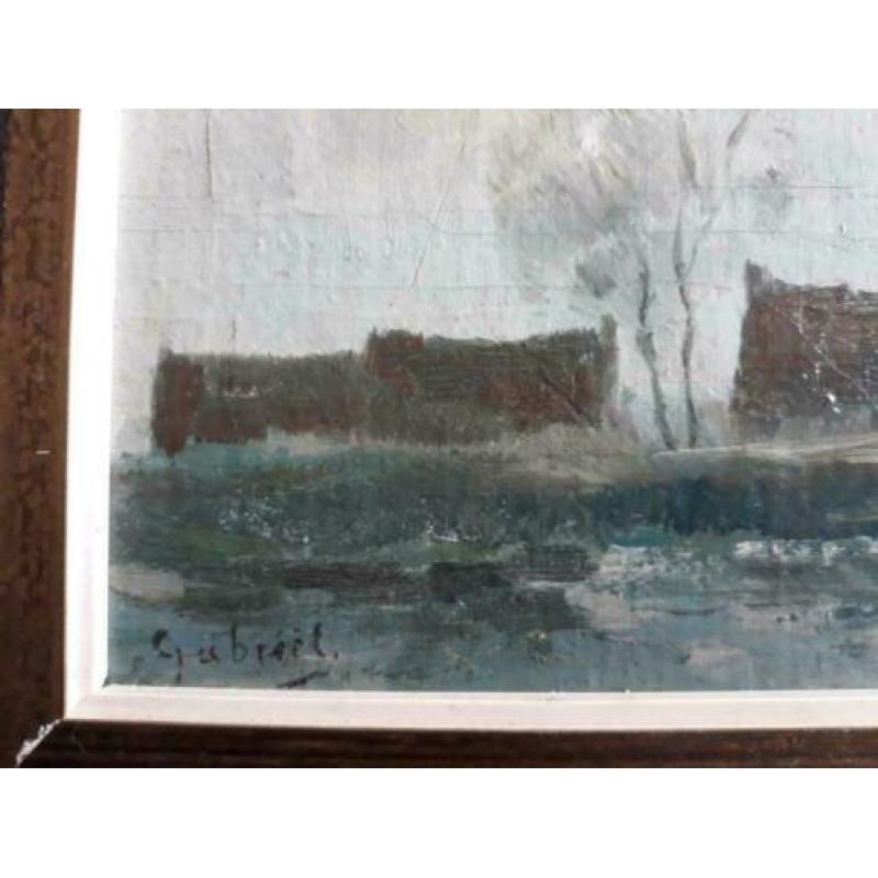 Paul J.C GABRIEL 18281903 Boerderij met lantaarn bij de plas